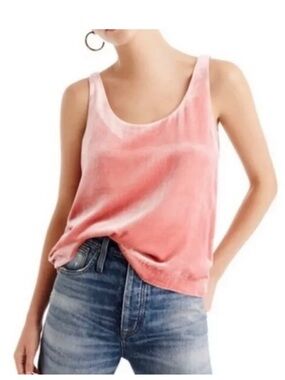 J. Crew Velvet Scoop Tank Top - Coral Pink